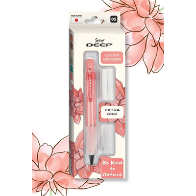 Serve Deep Versatil Kalem 05mm- Toprak Tonları - Yedekli Set (Grip ve Silgi) Pembe