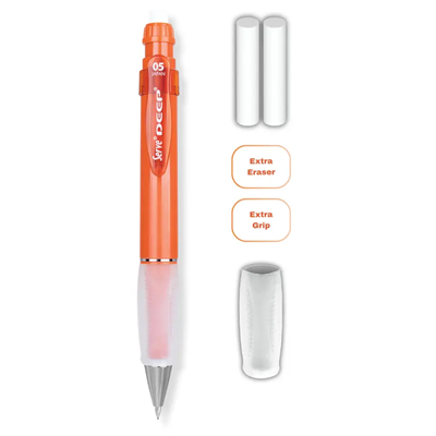 Serve Deep Versatil Kalem 05mm- Toprak Tonları - Yedekli Set (Grip ve Silgi) Turuncu