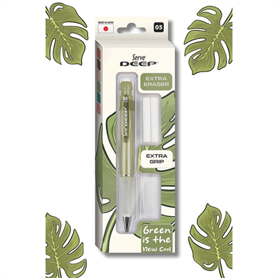 Serve Deep Versatil Kalem 05mm- Toprak Tonları - Yedekli Set (Grip ve Silgi) Yeşil