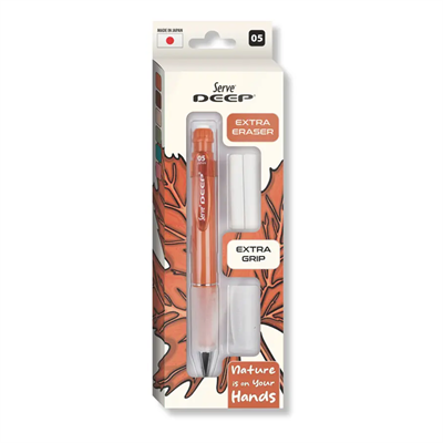 Serve Deep Versatil Kalem 05mm- Toprak Tonları - Yedekli Set (Grip ve Silgi) Turuncu