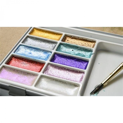 Daler Rowney Sımply Watercolor Sulu Boya Seti Metalik Renkler 10Lu (10 Renk+1 Ad Fırça) Teneke Kutu