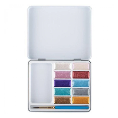 Daler Rowney Sımply Watercolor Sulu Boya Seti Metalik Renkler 10Lu (10 Renk+1 Ad Fırça) Teneke Kutu