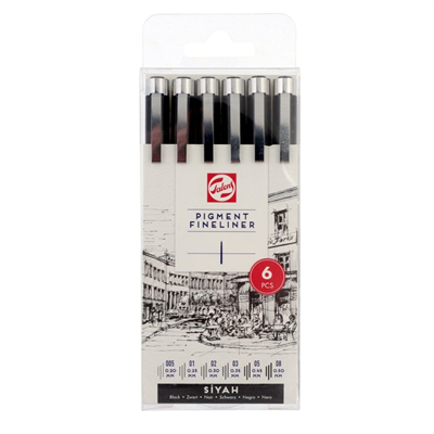 Talens Pigment Fineliner Teknik Çizim Kalemi Seti 6lı