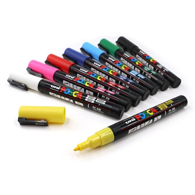 Uni Posca Su Bazlı Marker Seti PC-5M 1.8-2.5mm 8li Ana Renkli