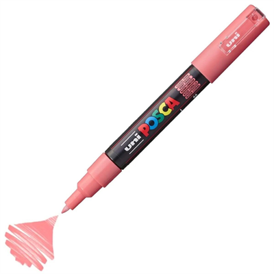 Uni Posca 0.7mm Su Bazlı Boyama Markörü Mercan Pembesi
