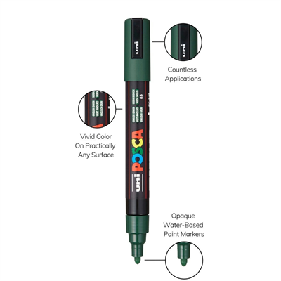 Uni Posca Su Bazlı Marker PC-5M 1.8-2.5mm 83 English Green