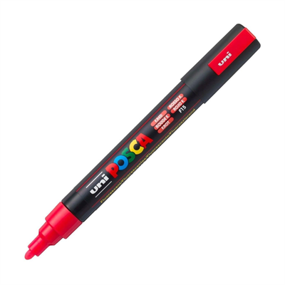 Uni Posca Su Bazlı Marker PC-5M 1.8-2.5mm F15 Fluorescent Red