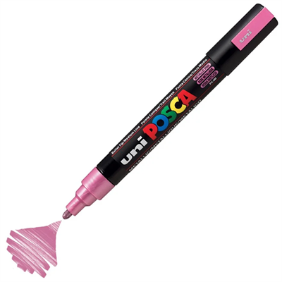 Uni Posca Marker Pc-5m Medium 1.8-2.5 Mm Metallic Pink