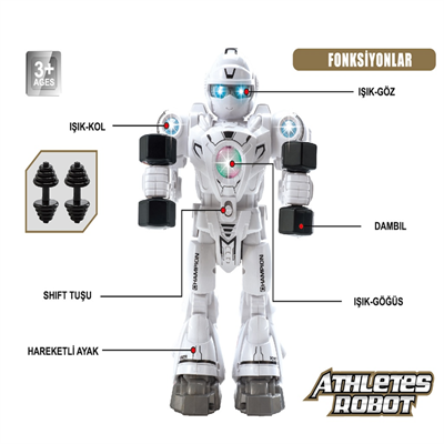 Vardem Işıklı ve Müzikli Hareketli Atletik Sporcu Pilli Robot