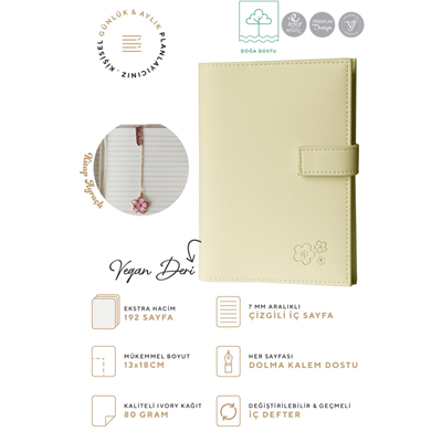 Vj Kutulu Defter 13X18 Cm 80 Gr. Ivory 96 Yp. Kitap Ayraçlı
