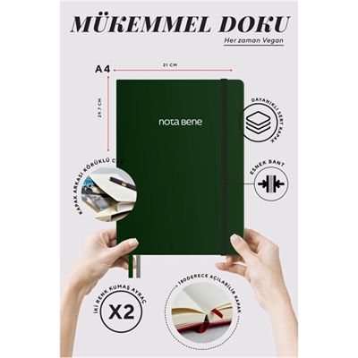 VıctorıaS Journals Note Bene 9245 Premıum Notebook Sert Kapak A4 100Gr.192 Syf. Çizgili Defter Yeşil