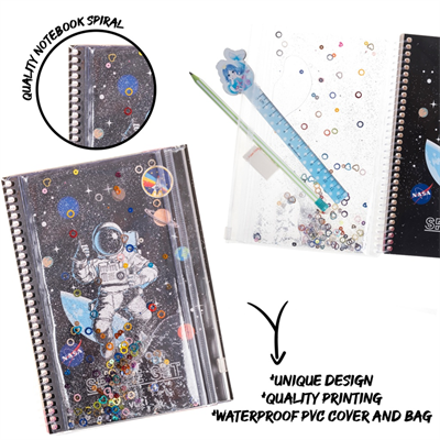 Astronot Simli ve Sulu Kapaklı Kalem Kutulu A5 Defter