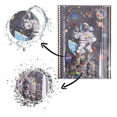 Astronot Simli ve Sulu Kapaklı Kalem Kutulu A5 Defter