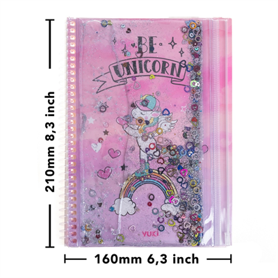 Vuki Unicorn Simli ve Sulu Kapaklı Kalem Kutulu A5 Defter