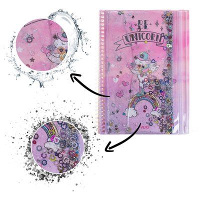 Vuki Unicorn Simli ve Sulu Kapaklı Kalem Kutulu A5 Defter