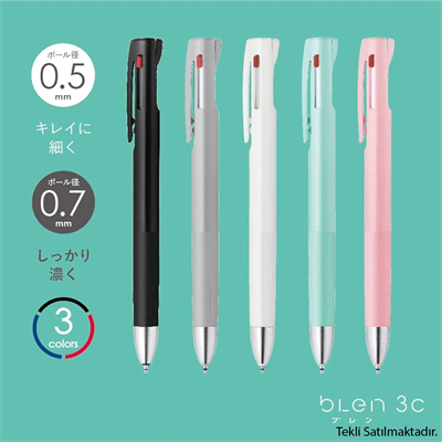 Zebra Blen 3C Grı 0.7mm Tükenmez Kalem