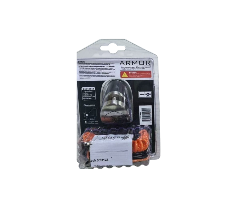 Armor 605MVA 5,5 mm 120 Desibel Şarjlı Motosiklet Alarmlı Disk Kilidi