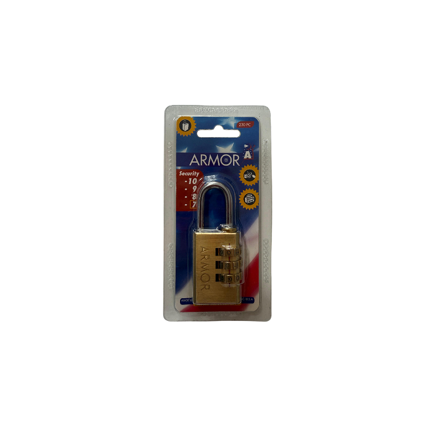 Armor Şifreli Asma Kilit Pirinç 3 Haneli Sarı (30MM)