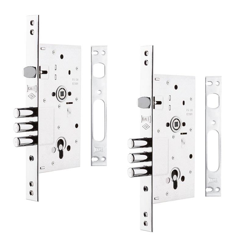 Kale 252R Monoblok Çelik Kapı Kilidi - KROM (SN Nikel Silindirli ) KARŞILIKSIZ-KUTUSUZ 5 Anahtarlı