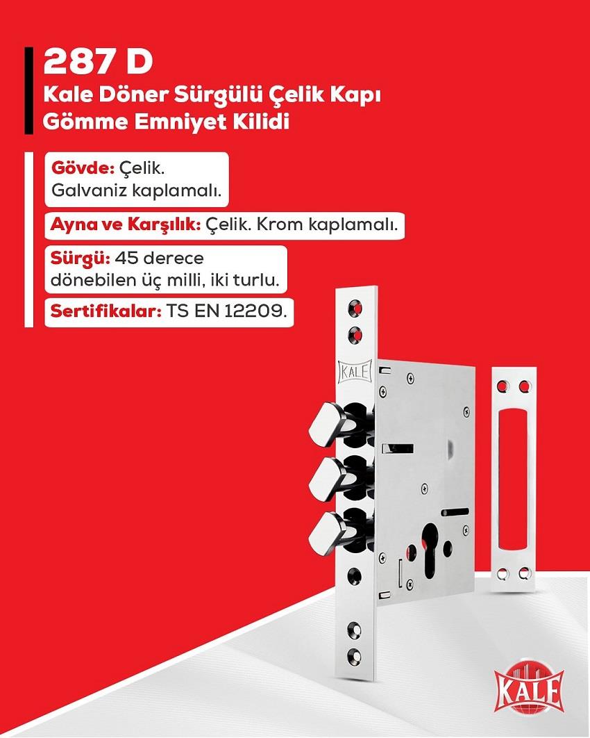 Kale 287D Döner Sürgülü Çelik Kapı Emniyet Kilidi