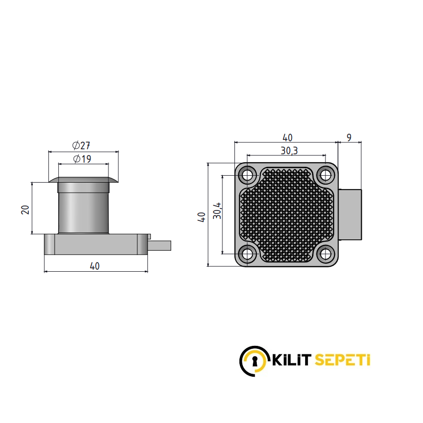 Mesan Kare Çekmece Kilidi (Pas Birbirini Açar Anahtar)