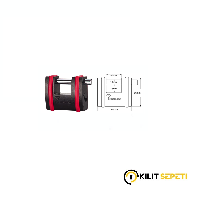 Multlock SBNE12 NE Serisi Kayar Pimli Asma Kilit 