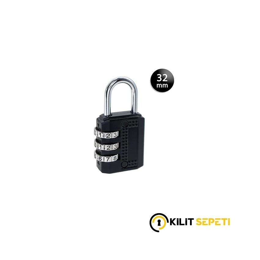 Ymk-1332 Üç Basamaklı Şifreli Asma Kilit Siyah 32 mm
