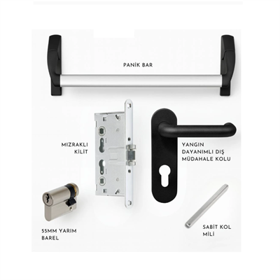 Gömme Panik Bar Seti Dil + Sürgü Kilitli