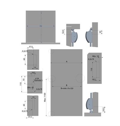 İto Çift Kanat Panik Bar Yangın Kapısı Kilidi Gri P240