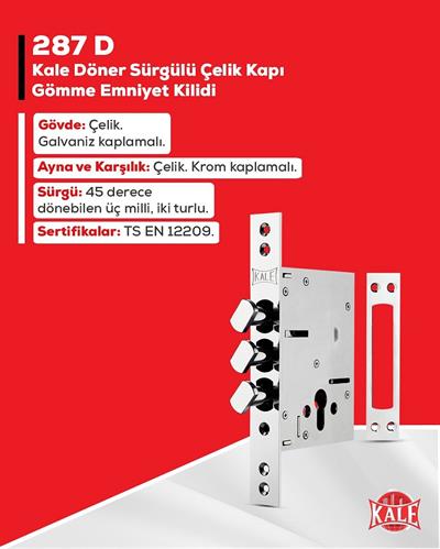 Kale 287D Döner Sürgülü Çelik Kapı Emniyet Kilidi