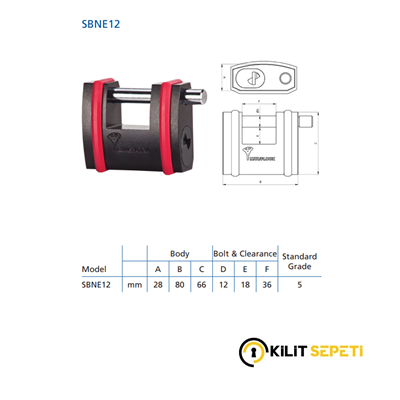 Multlock SBNE12 NE Serisi Kayar Pimli Asma Kilit 