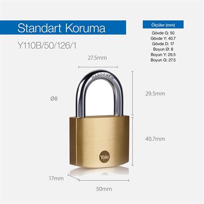 Yale Pas Sistem Pirinç Asma Kilit Birbirini Açar 50 mm