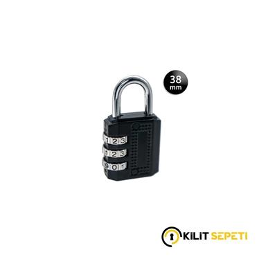 Ymk-1338 Üç Basamaklı Şifreli Asma Kilit Siyah 38 mm