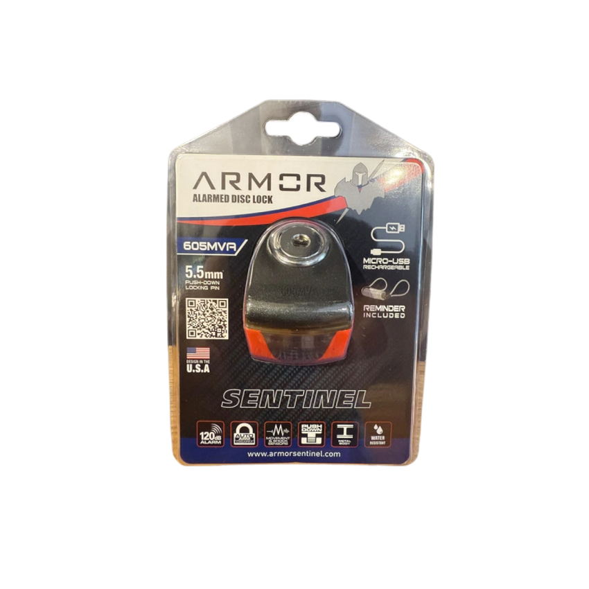 Armor 605MVA 5,5 mm 120 Desibel Şarjlı Motosiklet Alarmlı Disk Kilidi
