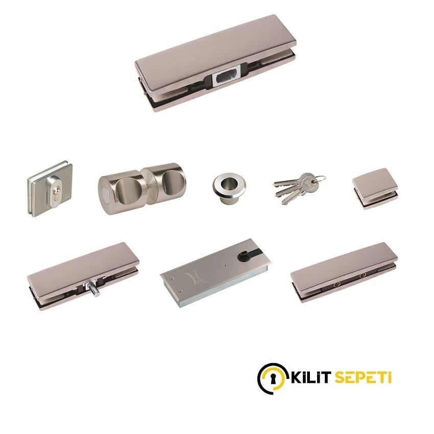 Kale Cam Kapı Aksesuar Seti-Kolsuz Cam Detaylı KD070/12-400