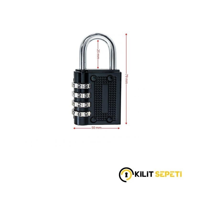 Ymk-1350 Üç Basamaklı Şifreli Asma Kilit Siyah 50 mm