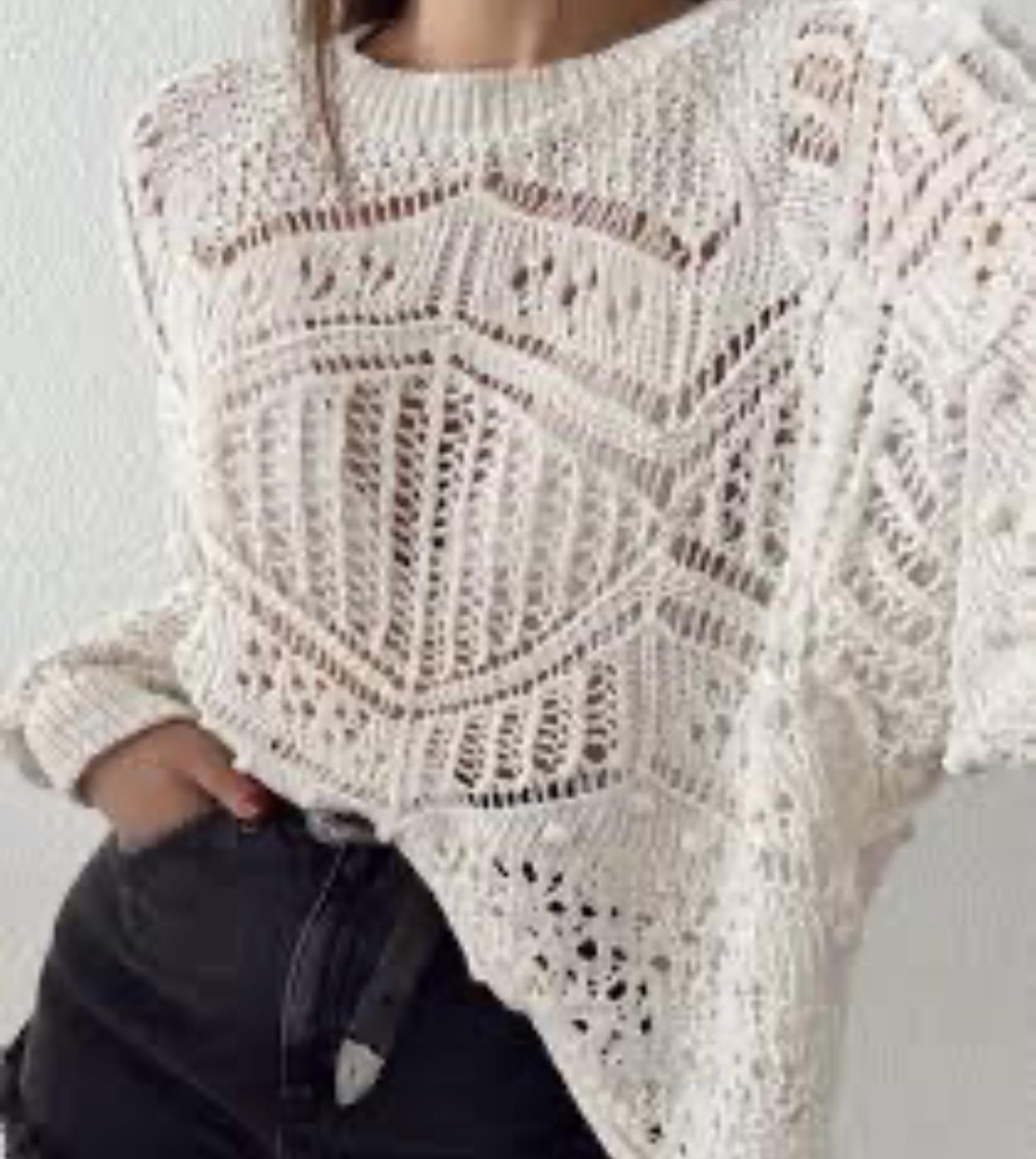 Ekru Ajurlu Triko Kazak