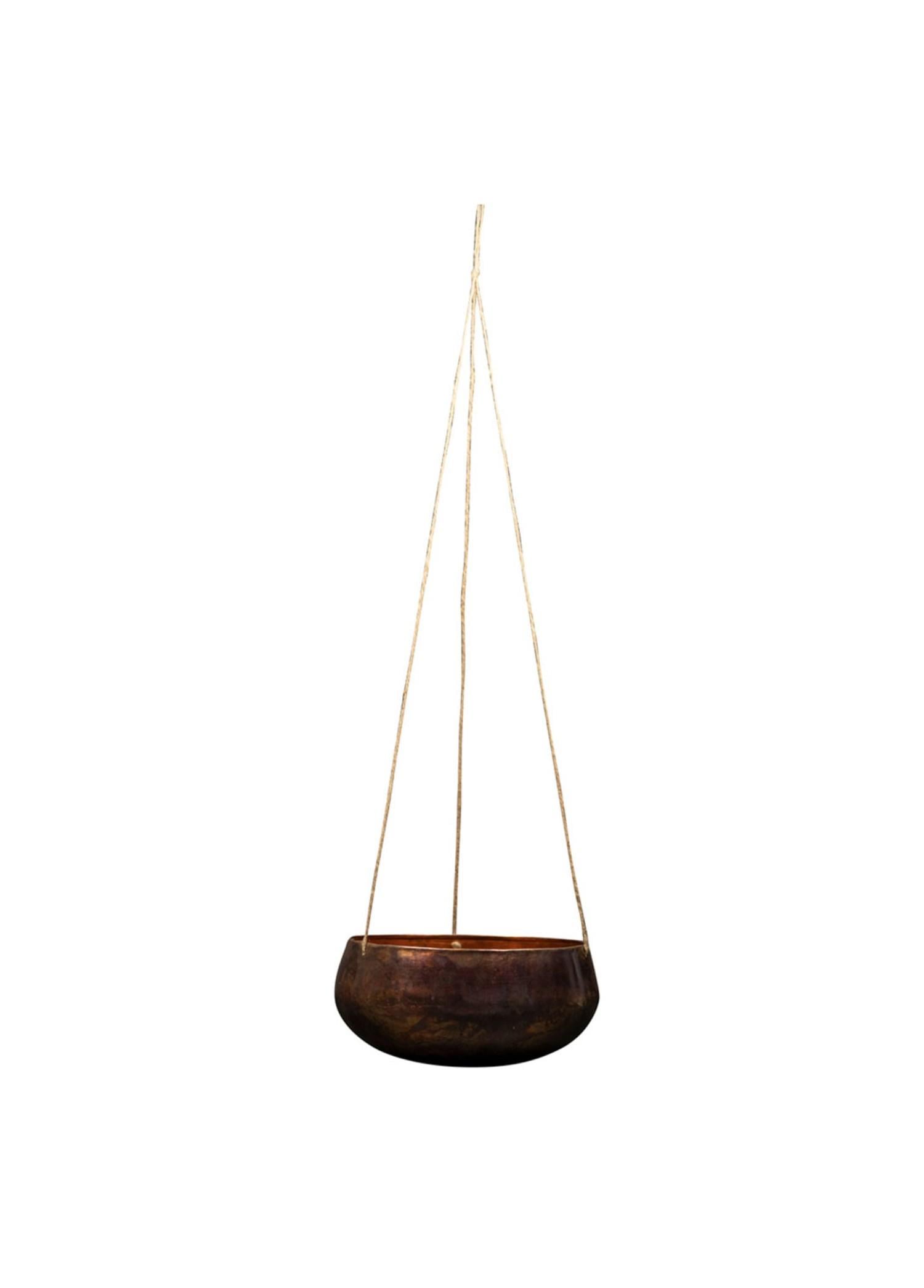 Bent Askılı Kahverengi Metal Saksı 33*15cm