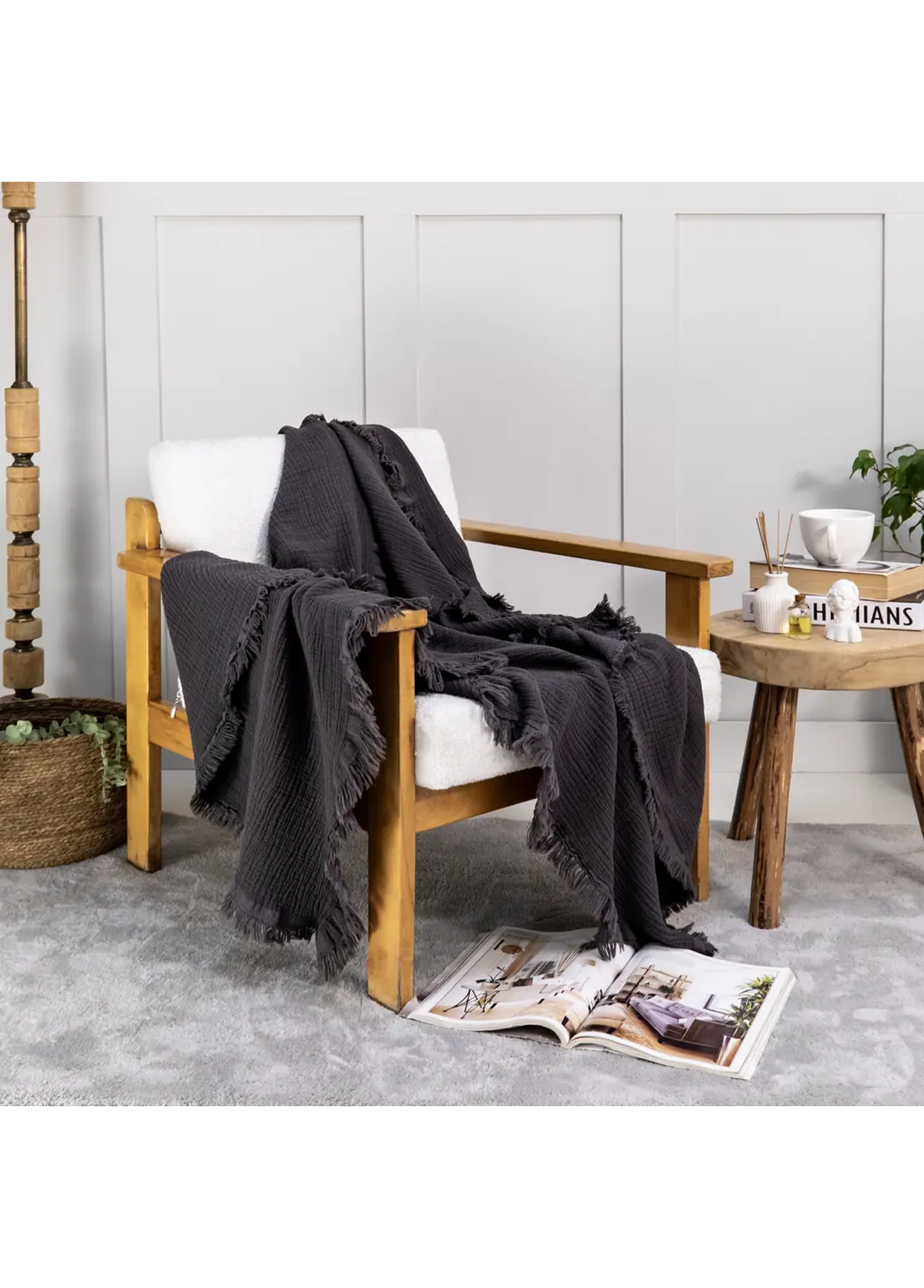 Müslin Wrap Tv Şalı & Battaniye Siyah 100x200