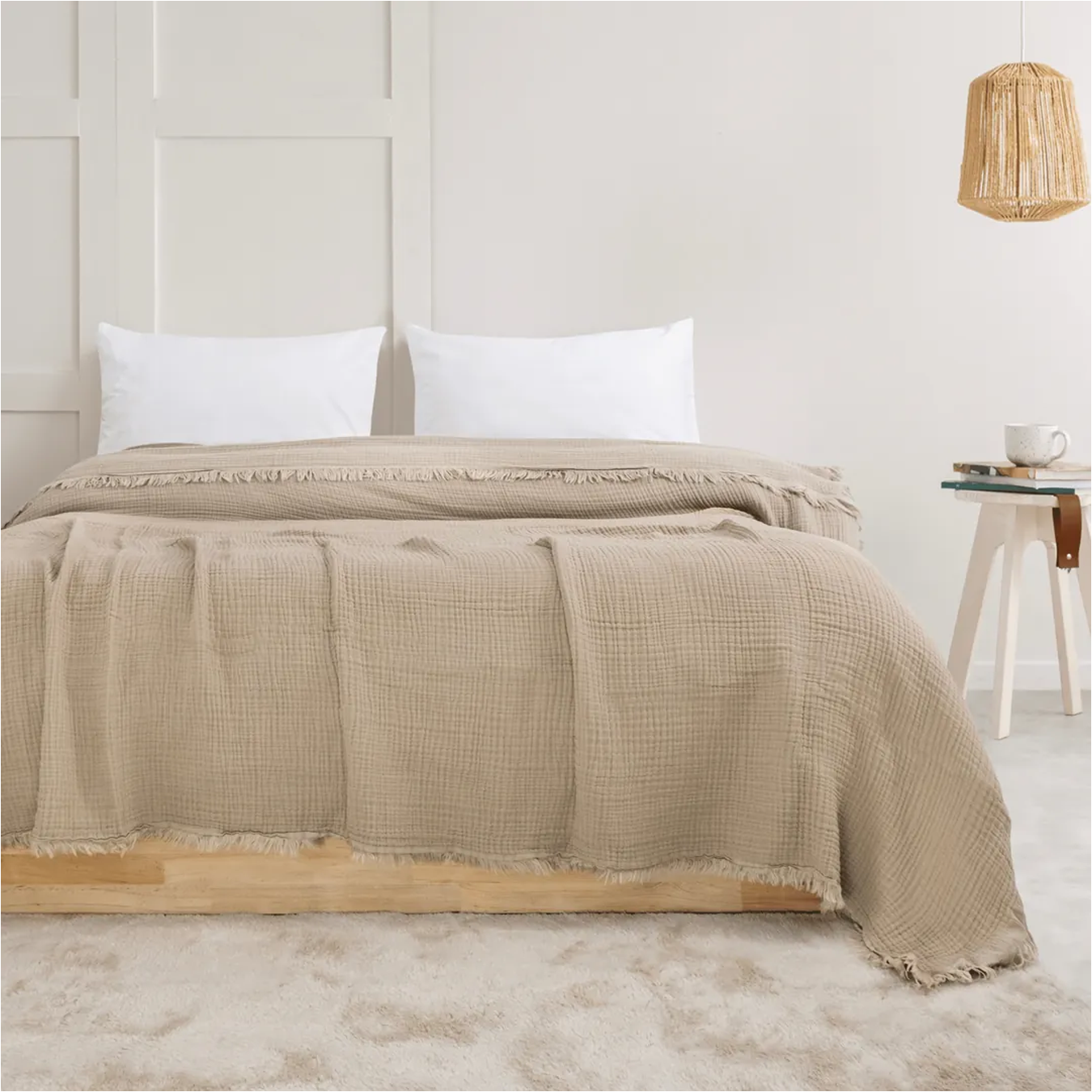 Müslin Yatak Örtüsü Soft Taupe