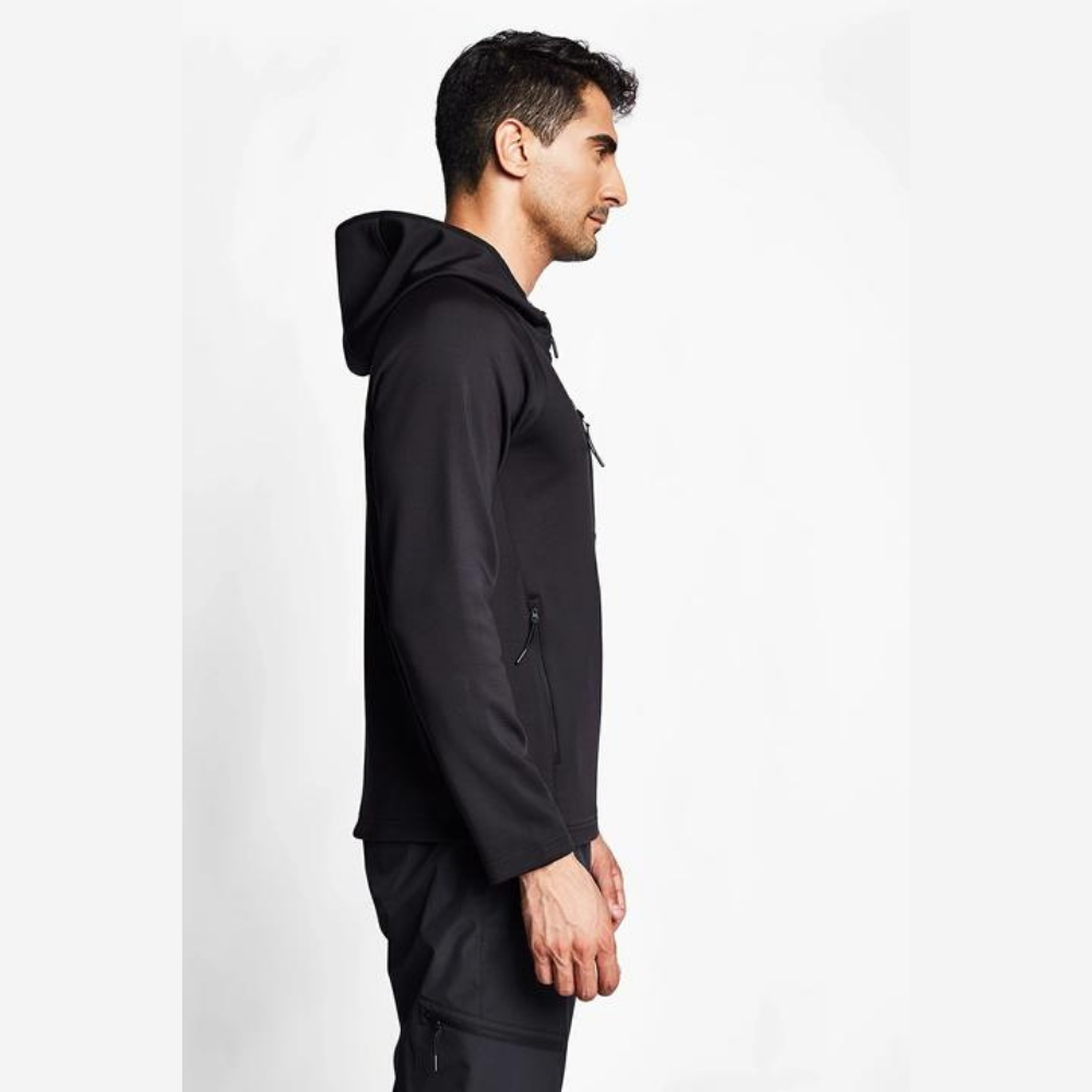 Siyah Erkek Fermuarlı Kapüşonlu Sweatshirt