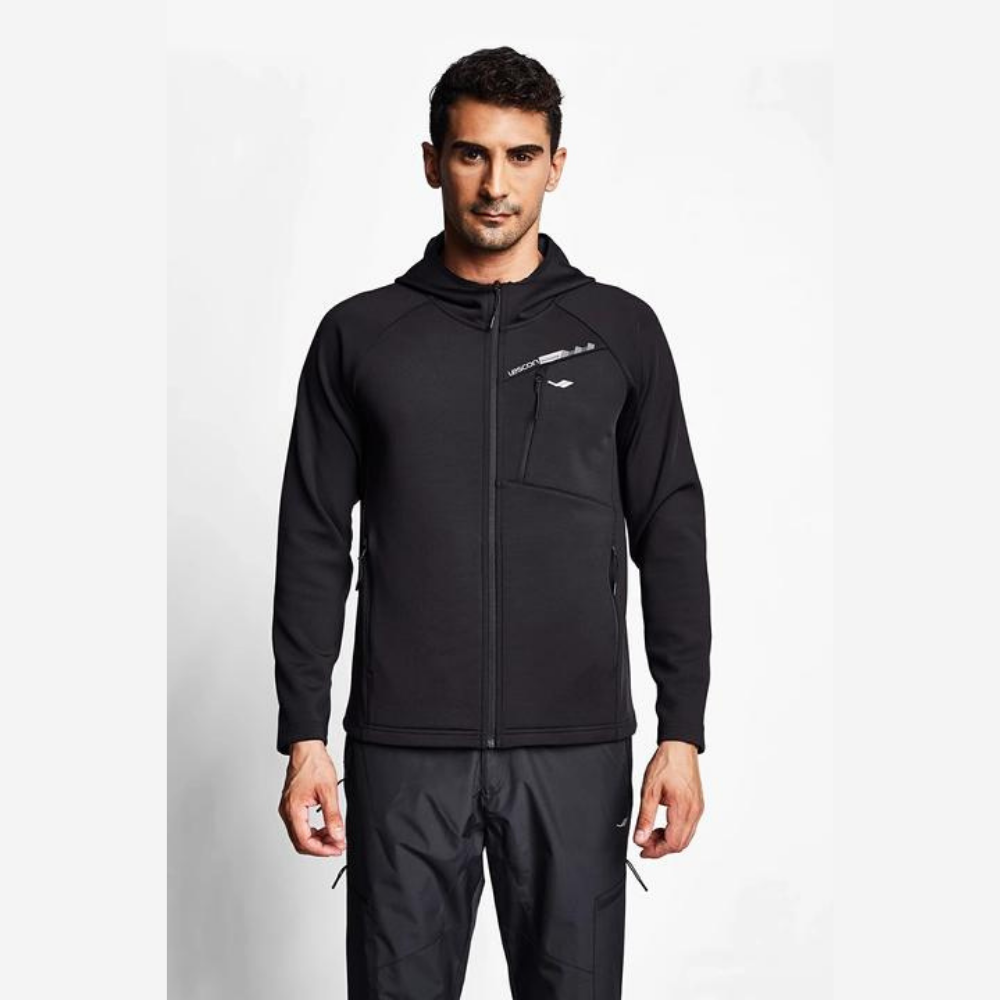 Siyah Erkek Fermuarlı Kapüşonlu Sweatshirt
