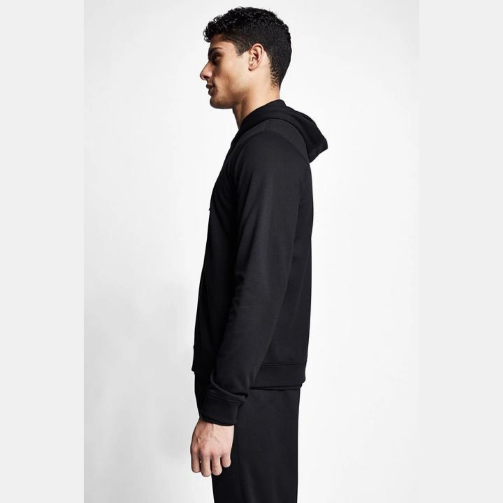Siyah Erkek Fermuarlı Kapüşonlu Sweatshirt