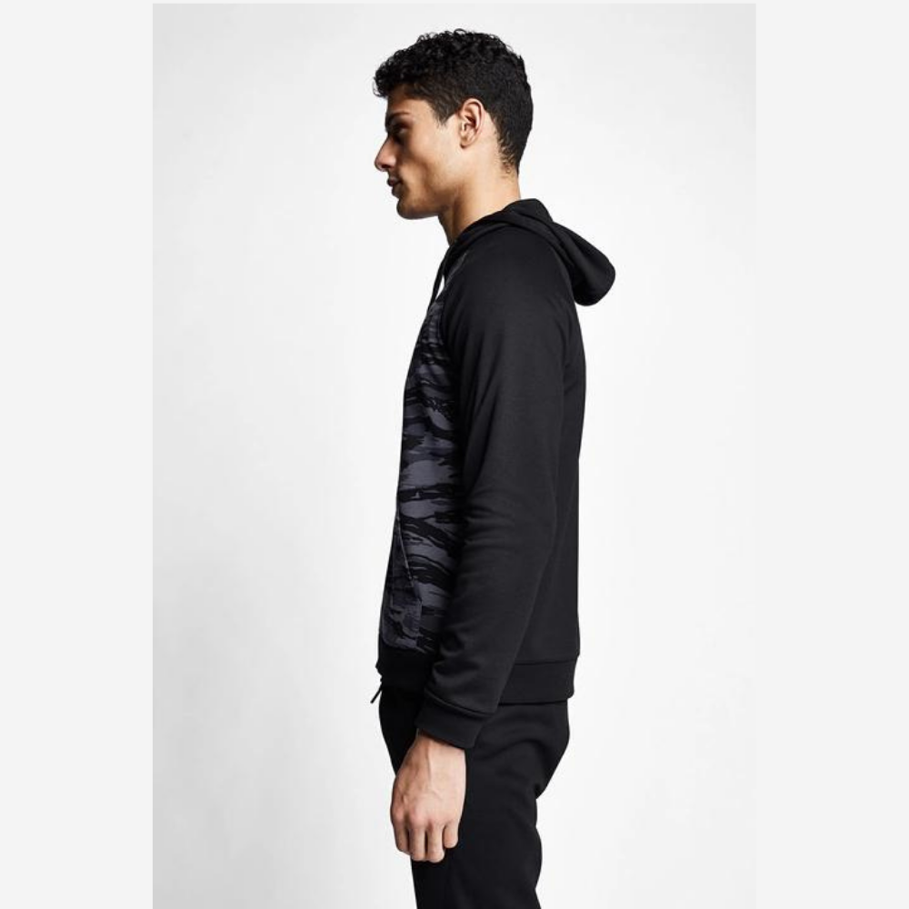 Siyah Erkek Fermuarlı Kapüşonlu Sweatshirt