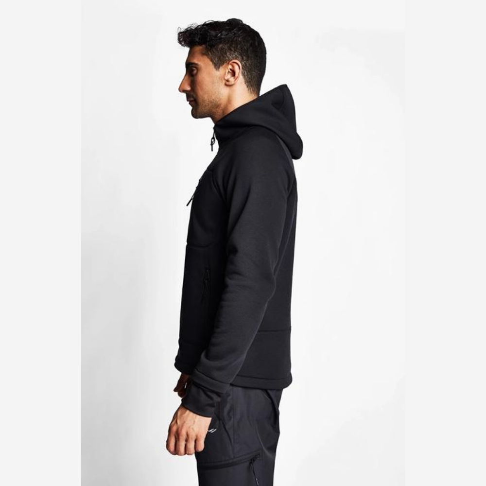 Siyah Erkek Fermuarlı Kapüşonlu Sweatshirt