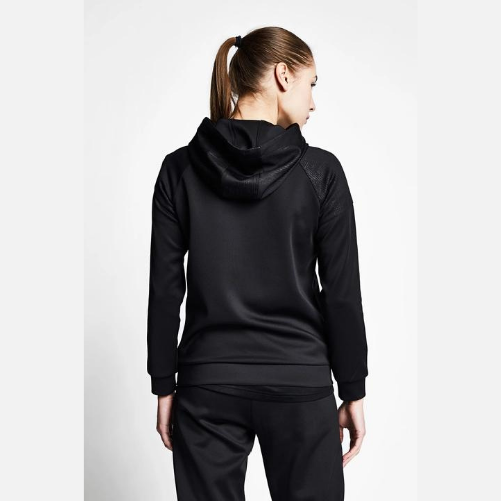 Siyah Kadın Fermuarlı Kapüşonlu Sweatshirt