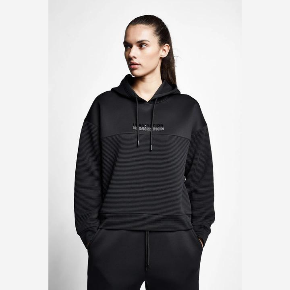 Siyah Kadın Kapüşonlu Sweatshirt 