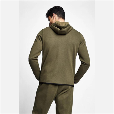 Haki Erkek Fermuarlı Kapüşonlu Sweatshirt