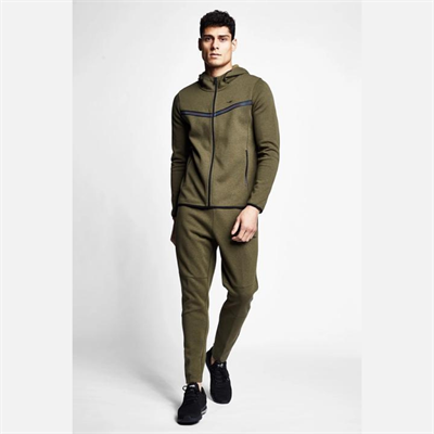 Haki Erkek Fermuarlı Kapüşonlu Sweatshirt