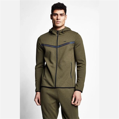 Haki Erkek Fermuarlı Kapüşonlu Sweatshirt
